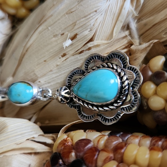 Gorgeous NWOT Native American Navajo Turquoise Double Stone Pendant 💙 - Picture 9 of 11